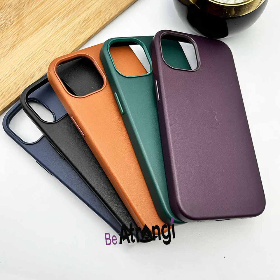 iPhone Luxury Leather Texture With Logo Shockproof Case