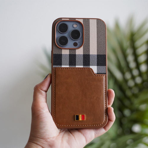 iPhone 13 Series Mentor VII Chequered Leather Wallet Case Cover