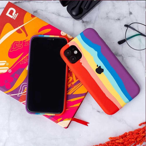 iphone Liquid Silicone Sleek Premium Back cover case (pride edition rainbow color)