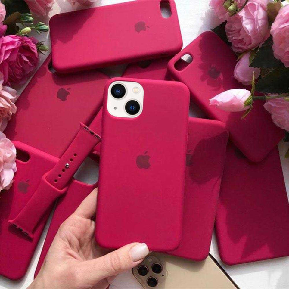 Iphone Liquid Silicone Rose Red Case