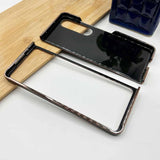 Samsung Z Fold 4 PU Leather Chrome Plated Side Case Cover