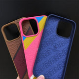 Santa Barbara Franco Series Genuine Leather Embossing Case For iPhone 13 Series ( Blue )