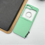 Samsung Galaxy Z Flip 5 Liquid Silicone Cool Green Case with Metal Ring Holder